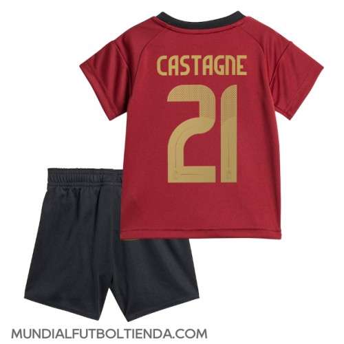 Camiseta Bélgica Timothy Castagne #21 Primera Equipación Replica Eurocopa 2024 para niños mangas cortas (+ Pantalones cortos)